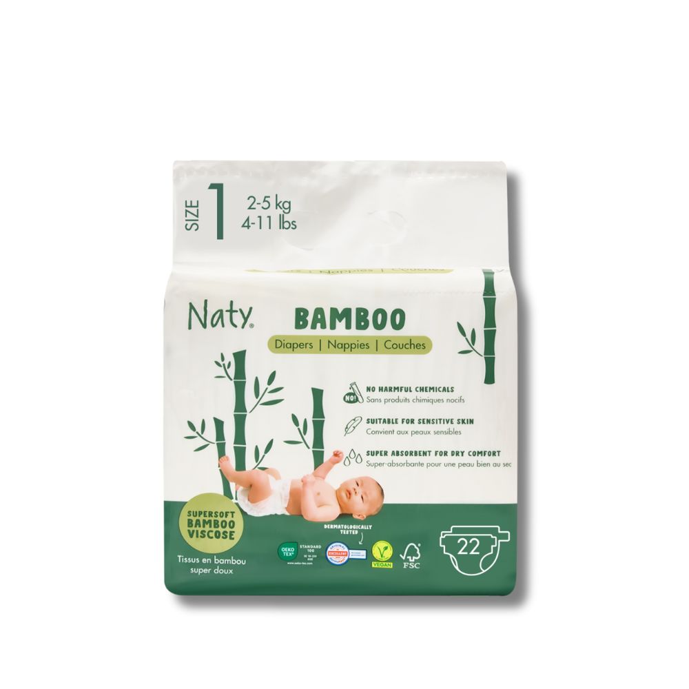 22 x Bamboo viscose diaper (Size1), , large, Eco by Naty